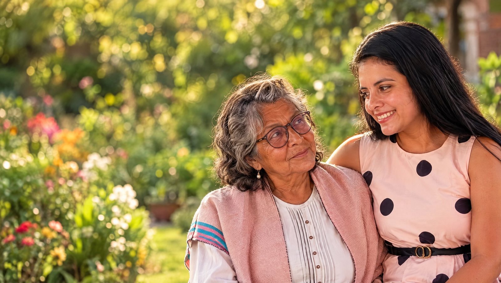 Daniela Ballesteros con una vecina de Tultepec